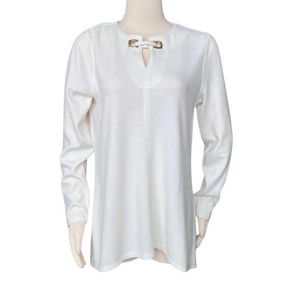 Chico's Keyhole Tunic In Cream With Gold Hardware Detail Size 1 (Medium) NWT - Picture 1 of 6